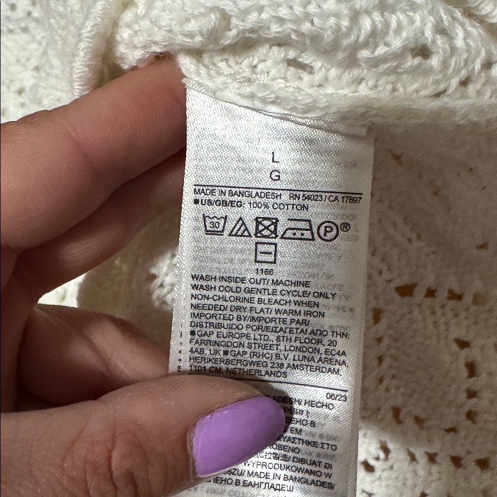 Gap crochet white top | 100% cotton sweater top - Picture 4 of 6